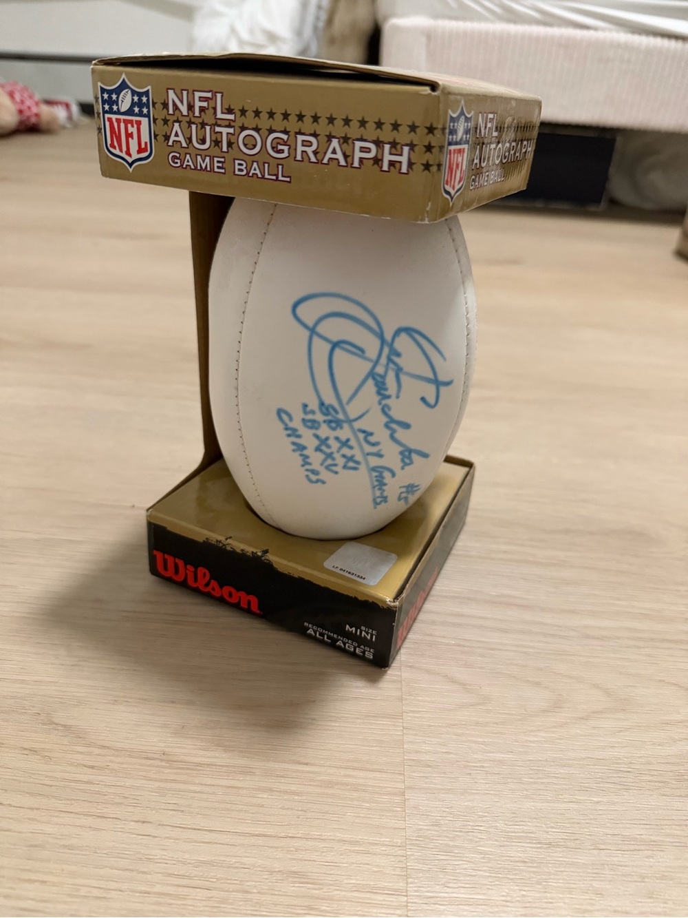 NFL Autograph Mini Game Ball in White with Sean Landeta Signature
